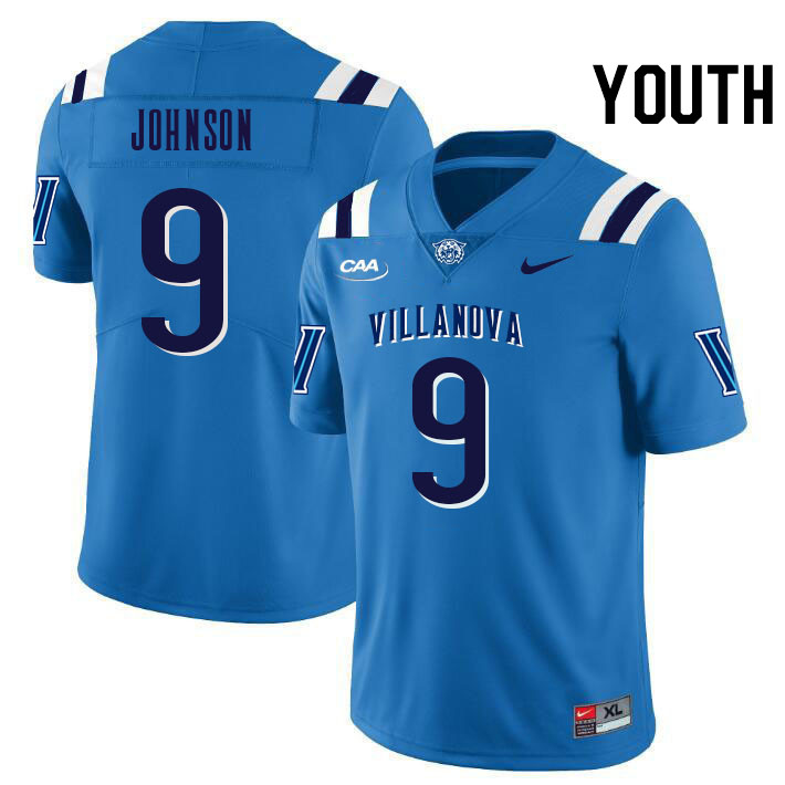 Youth #9 Antonio Johnson Villanova Wildcats College Football Jerseys Stitched Sale-Light Blue